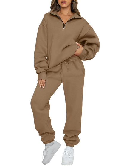 Damen Sweatpants-Set mit Stehkragen und Kängurutasche Eveloria