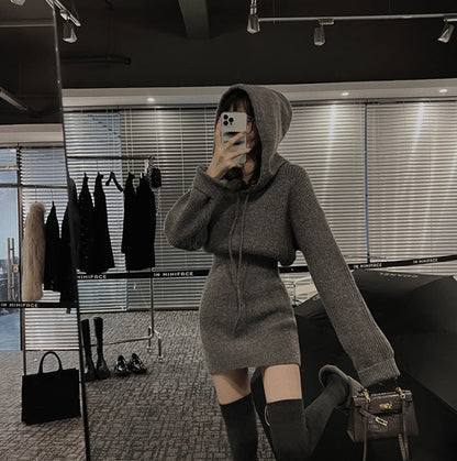 Damen Hoodie-Kleid Lässig Mit Taschen Eveloria