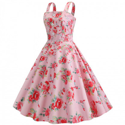 Damen Swingkleid Floralmuster Elegante Schürze