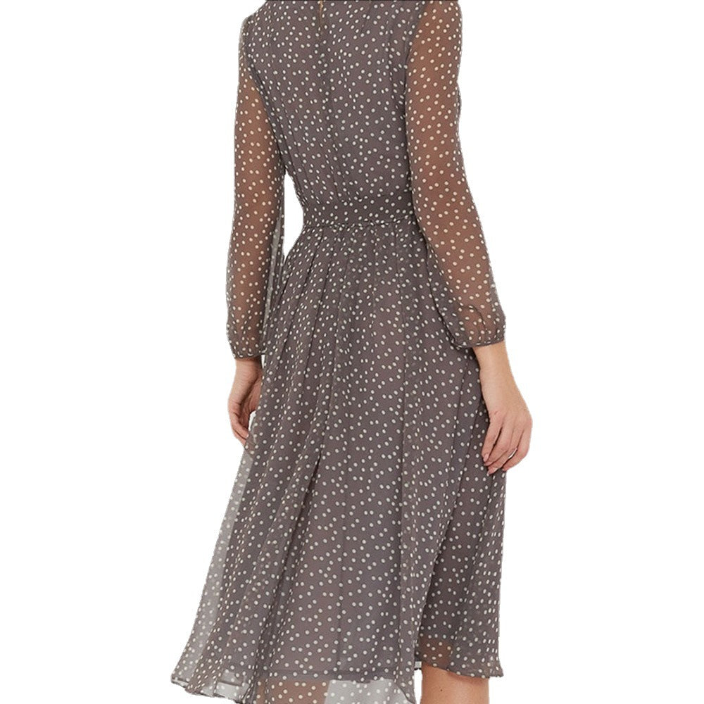 Damen Chiffonkleid Transparente Ärmel Tailliert Eveloria