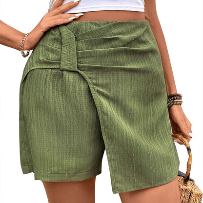 Damen Wickelshorts Elegant Dekorativer Taillenzug Eveloria