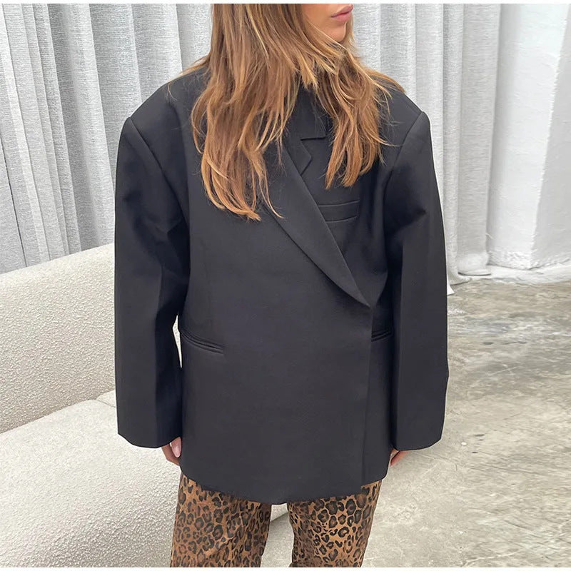 Damen Oversized Blazer Eveloria Großgeschnitten Schwarz - Eveloria