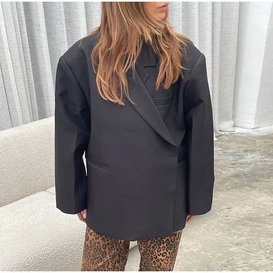 Damen Oversized Blazer Eveloria Großgeschnitten Schwarz - Eveloria
