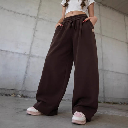Damen Sweatpants Elastischer Bund Weites Bein