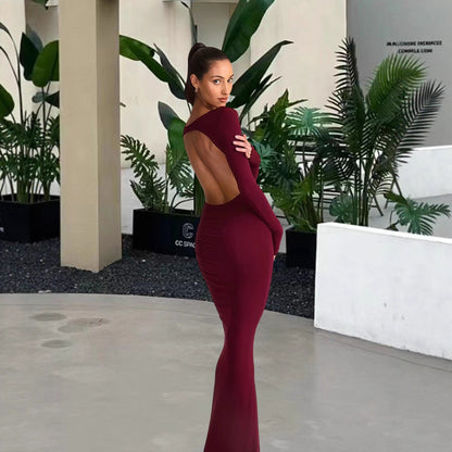 Eveloria Damen Abendkleid Figurbetont Langer Ärmel
