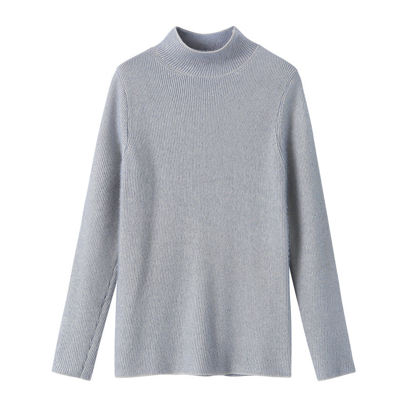 Damen Rippstrickpullover Hochkragen Tailliert Beige