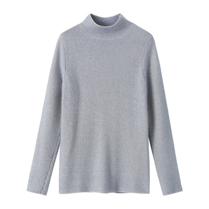 Damen Rippstrickpullover Hochkragen Tailliert Beige