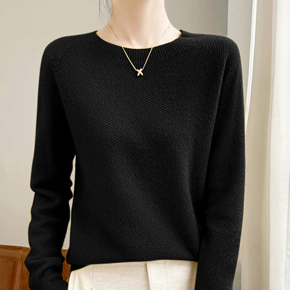 Damen Feinstrickpullover Rundhals Elegant Locker