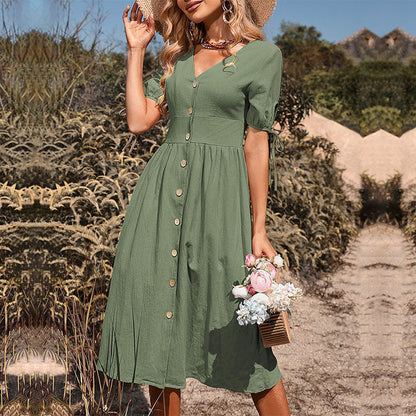 Damen Midi-Kleid Raffinierte Knopfdetails Eveloria