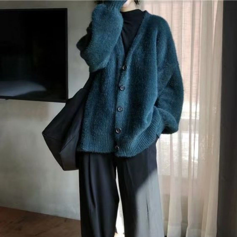 Damen Strickcardigan Große Knöpfe Lässig Eveloria
