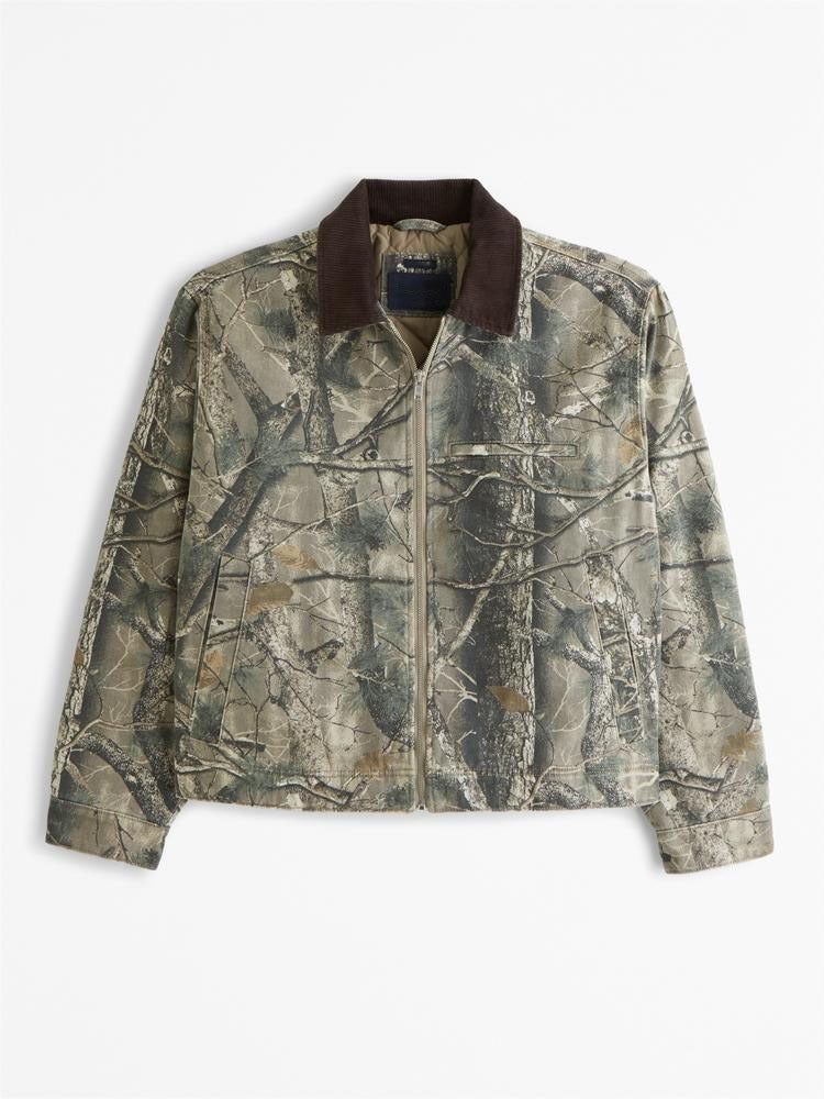Herren Freizeitjacke Camouflage-Design Hochschließender Kragen