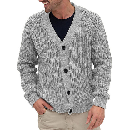 Herren Strickjacke Grobmaschen Elegante Knöpfe