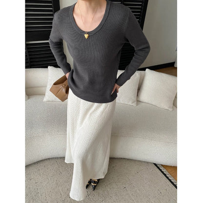 Damen Feinstrickpullover V-Ausschnitt Langer Ärmel Eveloria