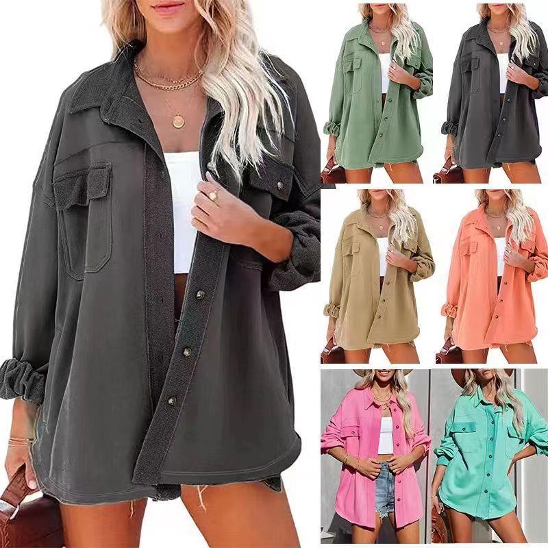 Damen Oversized-Hemdjacke aus Baumwolle mit Taschen und modernem - Eveloria