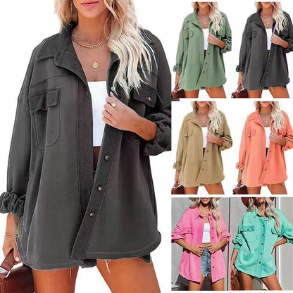 Damen Oversized-Hemdjacke aus Baumwolle mit Taschen und modernem - Eveloria