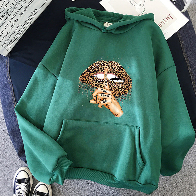 Damen Hoodie Leopardenmotiv Eveloria