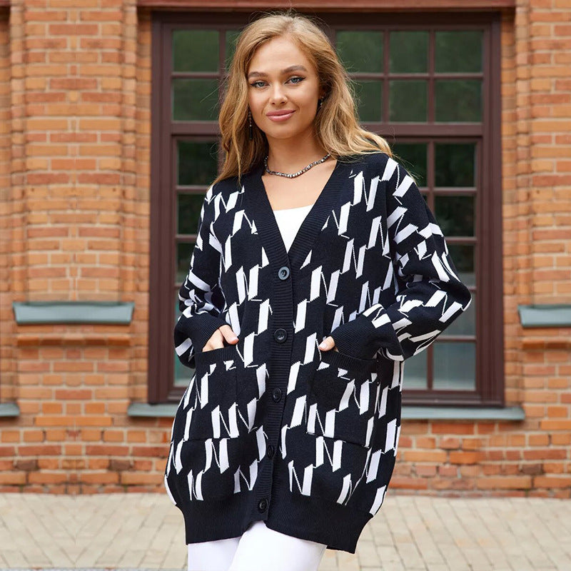 Damen Strickcardigan mit Knöpfen und Taschen Grau Eveloria