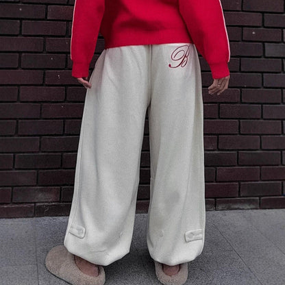 Damen Freizeithose Weites Bein Baumwolle Bequem