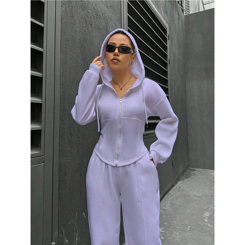 Damen Hoodie-Set Figurbetont mit Zipperdetails Eveloria