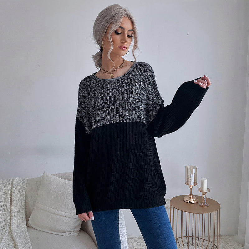 Damen Oversized Pullover Strukturiertes Muster Lässig Beige - Eveloria