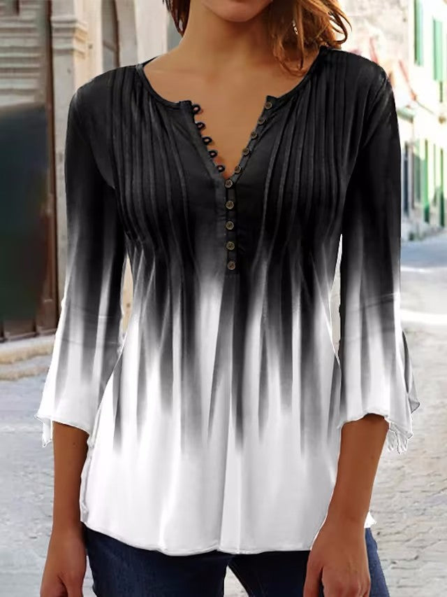 Damen Tunika-Oberteil mit Knöpfen Elegantes Design