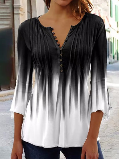 Damen Tunika-Oberteil mit Knöpfen Elegantes Design