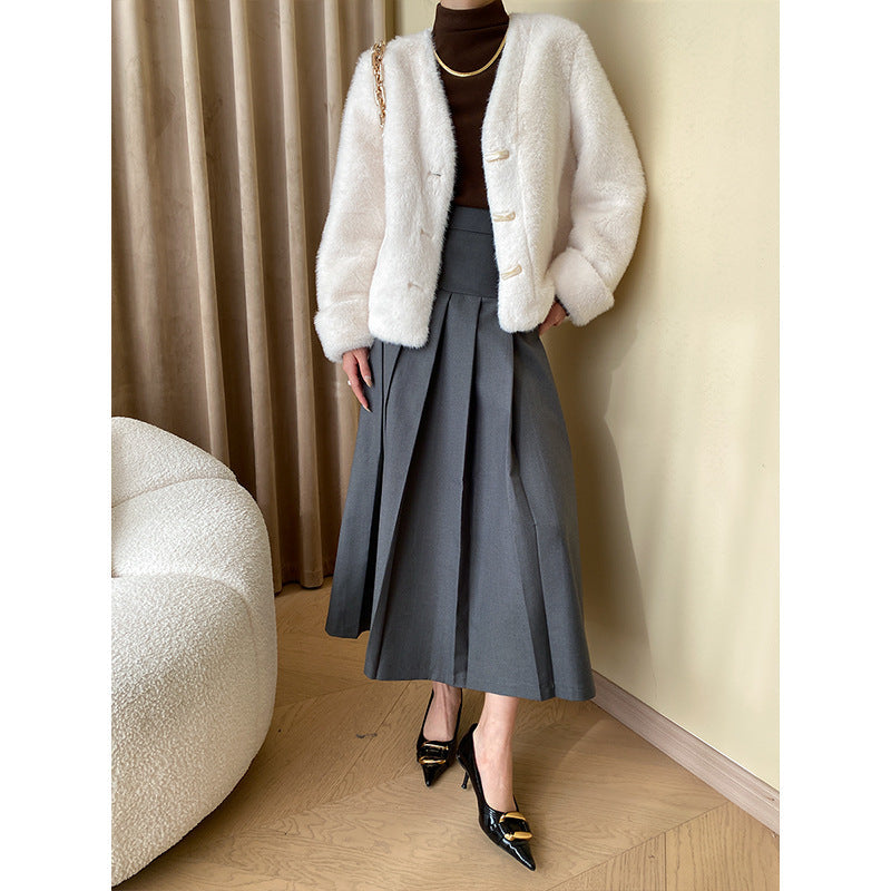 Damen Strickjacke Kuschelig mit Knöpfen Elegant Grau