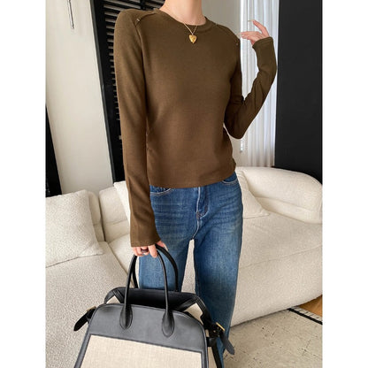 Damen Langarmshirt Rundhalsausschnitt Daumenlöcher Eveloria