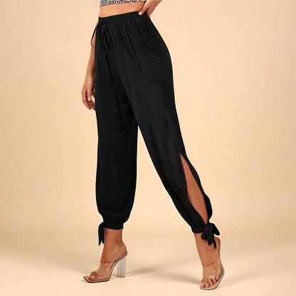 Damen Hose mit Seitenschlitzen und Kordelzug Eveloria