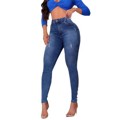 Damen High-Waist Skinny-Jeans Lässig Eveloria