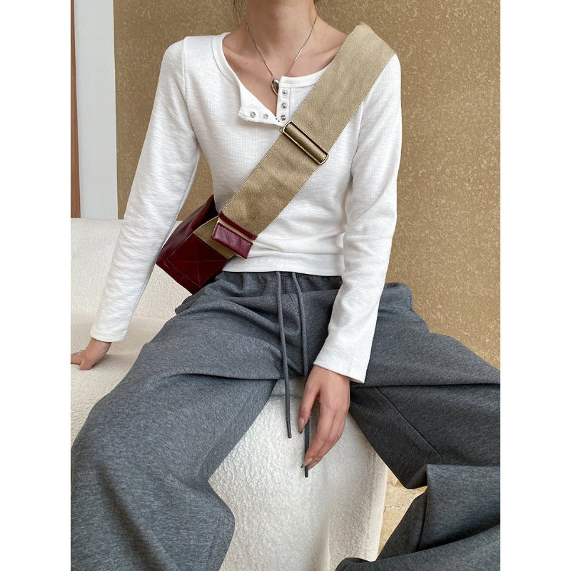 Damen Langarmshirt mit Knöpfen Eveloria