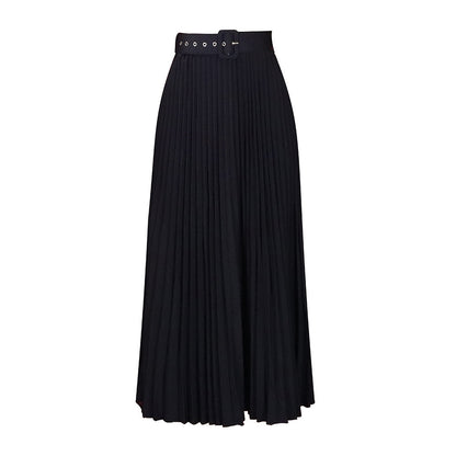 Damen Maxi-Rock Plissee mit Gürtel Eveloria