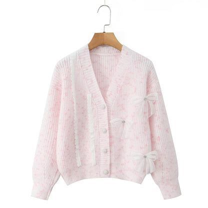 Damen Strickjacke Kuschelig mit Schleifendetails Grau