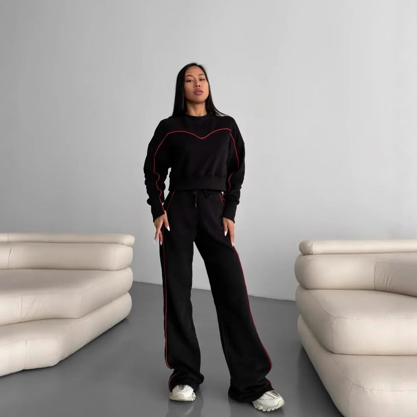 Damen Sportliches Lounge-Set Weites Design Seitenstreifen
