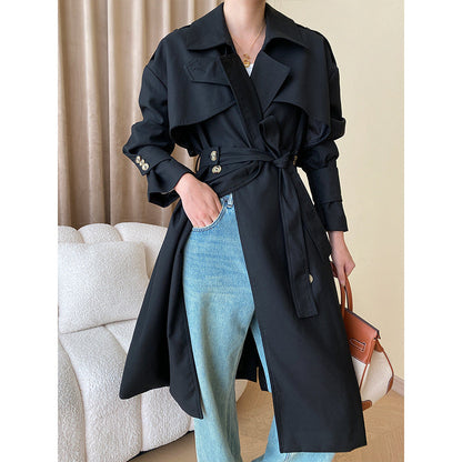 Damen Trenchcoat Klassischer Schnitt Mit Gürtel Beige