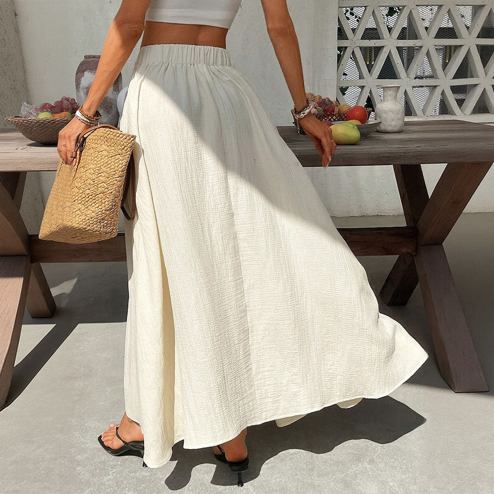 Damen Maxi-Rock Verstellbarer Taillenzug Elegantes Design