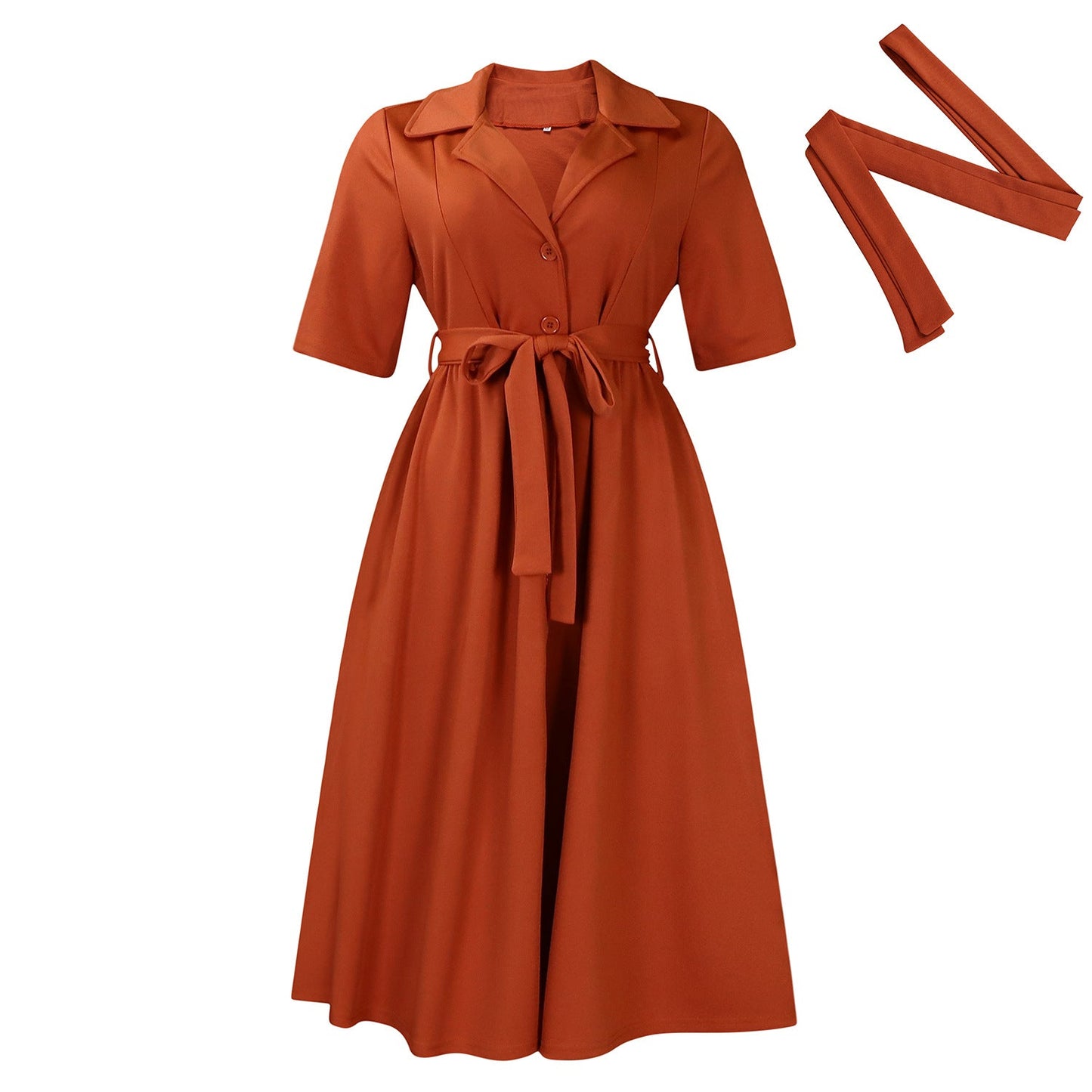 Damen Midikleid Tailliert Knopfleiste Eveloria