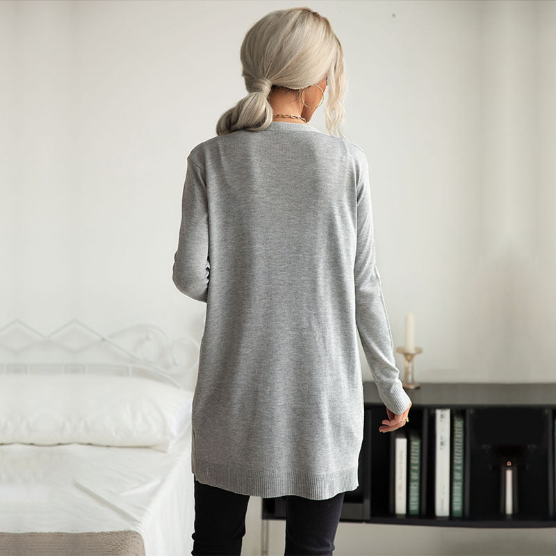 Damen Strickjacke mit Taschen und Struktur Oberfläche