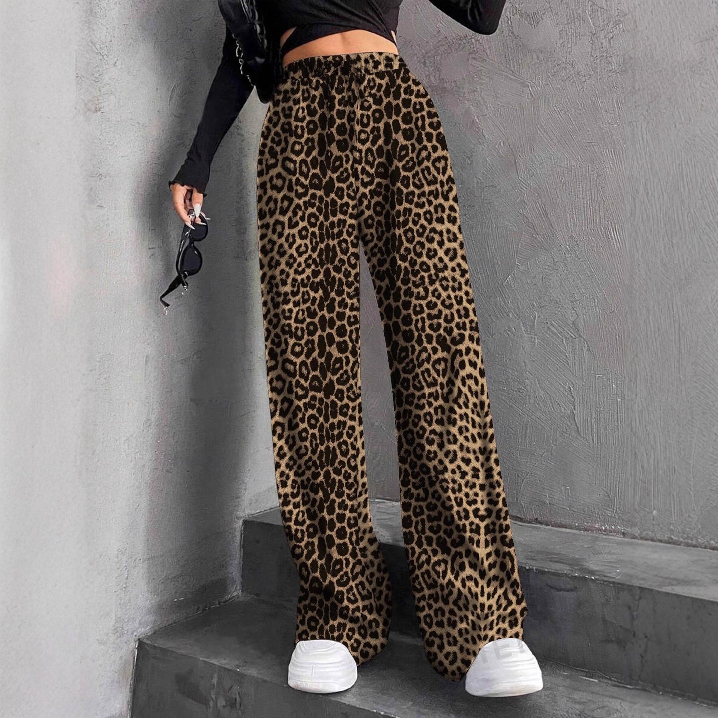 Damen Plissee-Hose Weit mit elastischem Bund und Taschen
