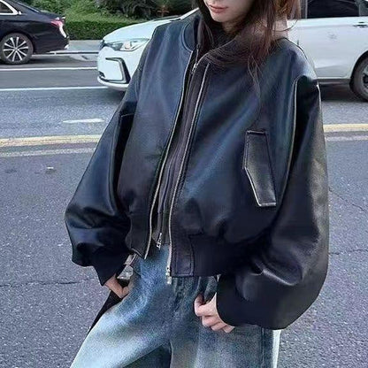 Damen Lederjacke Oversized Urban Eveloria