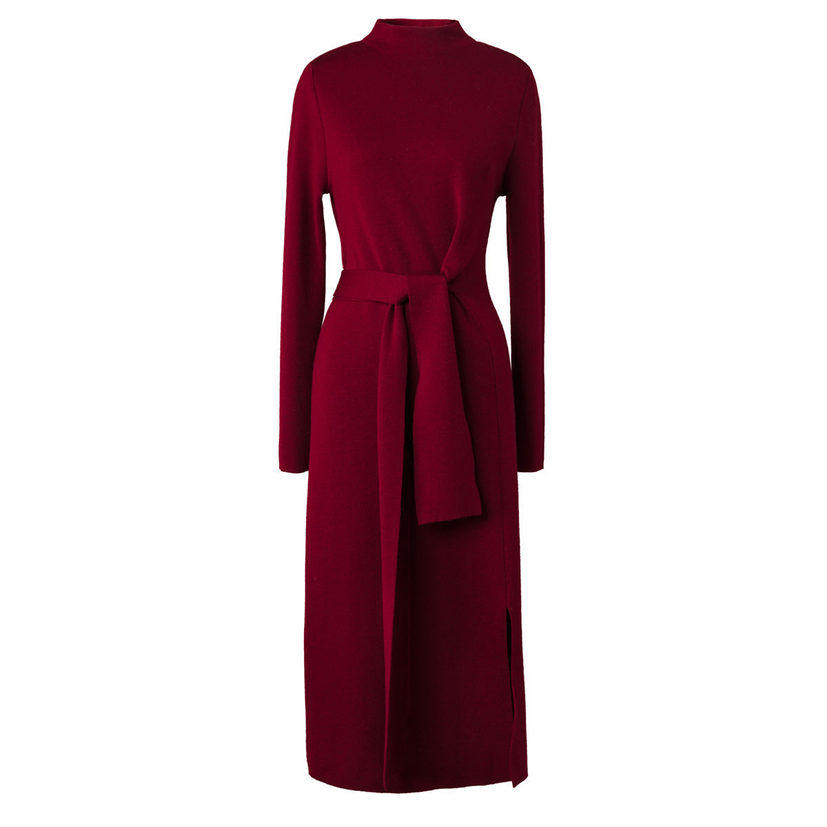 Damen Wickelkleid Rippdetails Seitenschlitz Eveloria