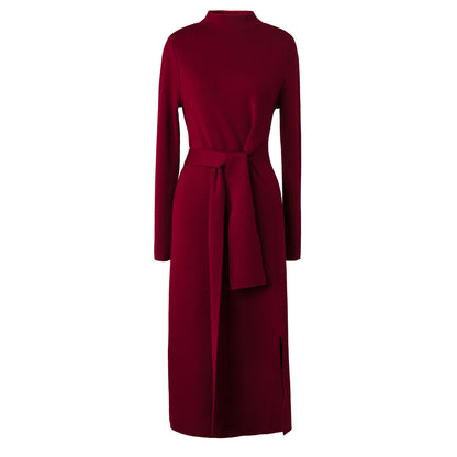 Damen Wickelkleid Rippdetails Seitenschlitz Eveloria