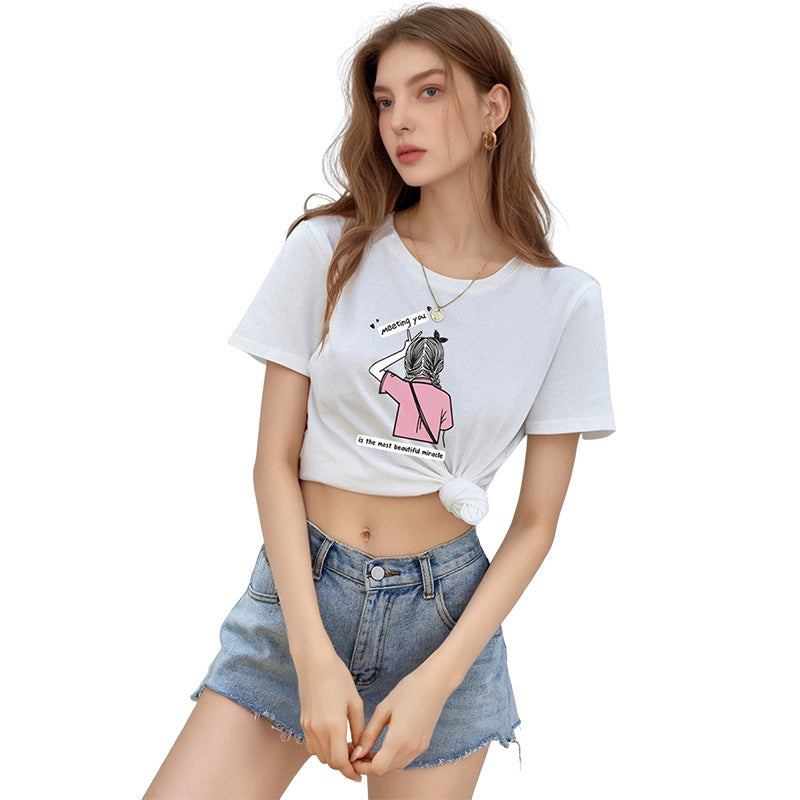 Damen Crop- mit Druck und Knoten-Detail
