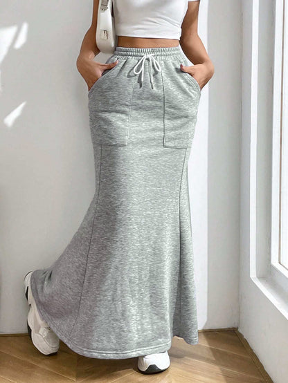 Damen Maxi-Rock Sweat Elastischer Bund Bequem