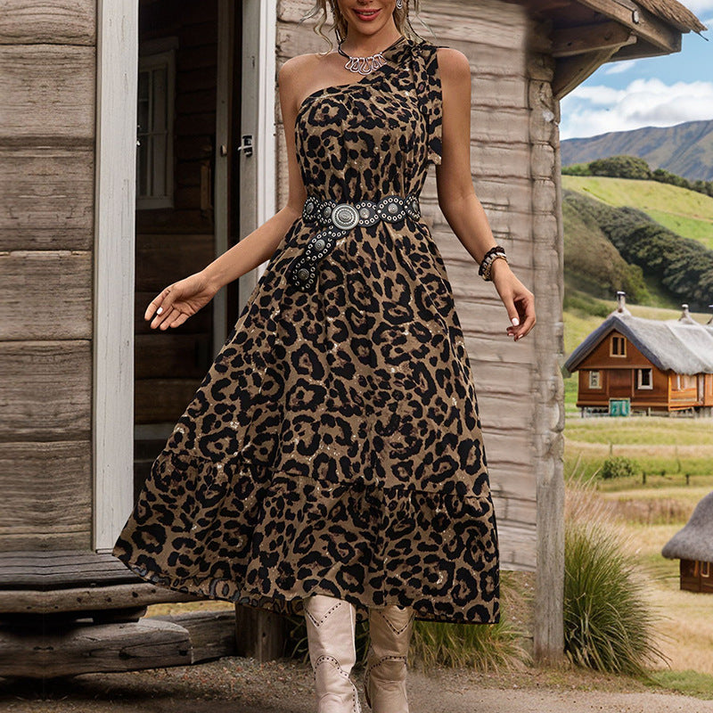 Damen Maxikleid Asymmetrischer Träger Elegante Raffung