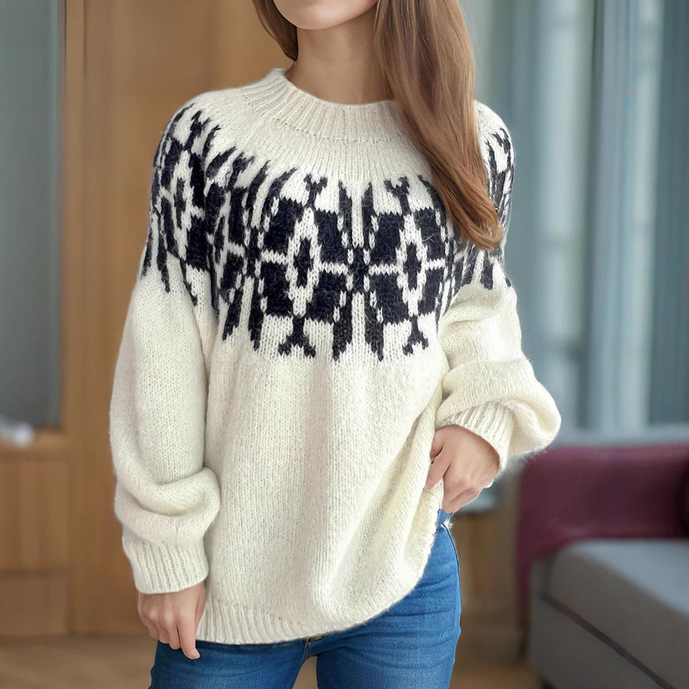 Damen Pullover Norweger Muster Eveloria - Eveloria