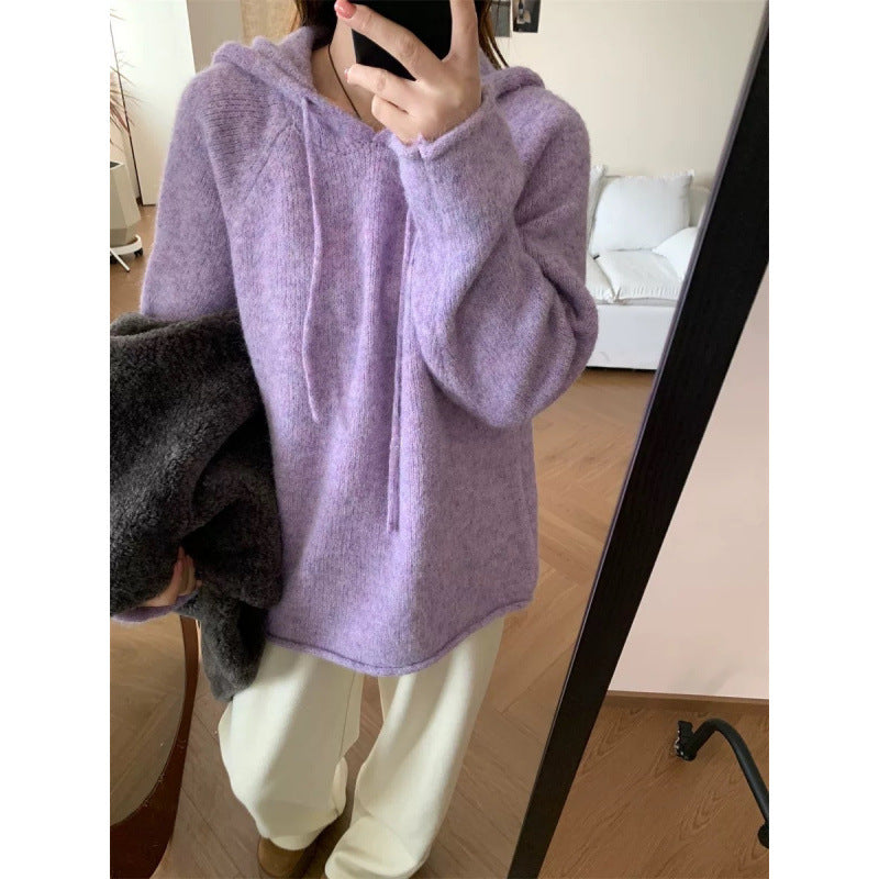 Damen Hoodie Weiches Fleece Kängurutasche Beige