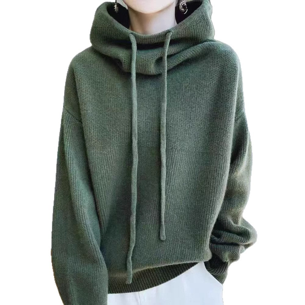 Damen Oversized Pullover Hochkragen Lässig Grau Eveloria