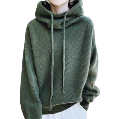 Damen Oversized Pullover Hochkragen Lässig Grau Eveloria
