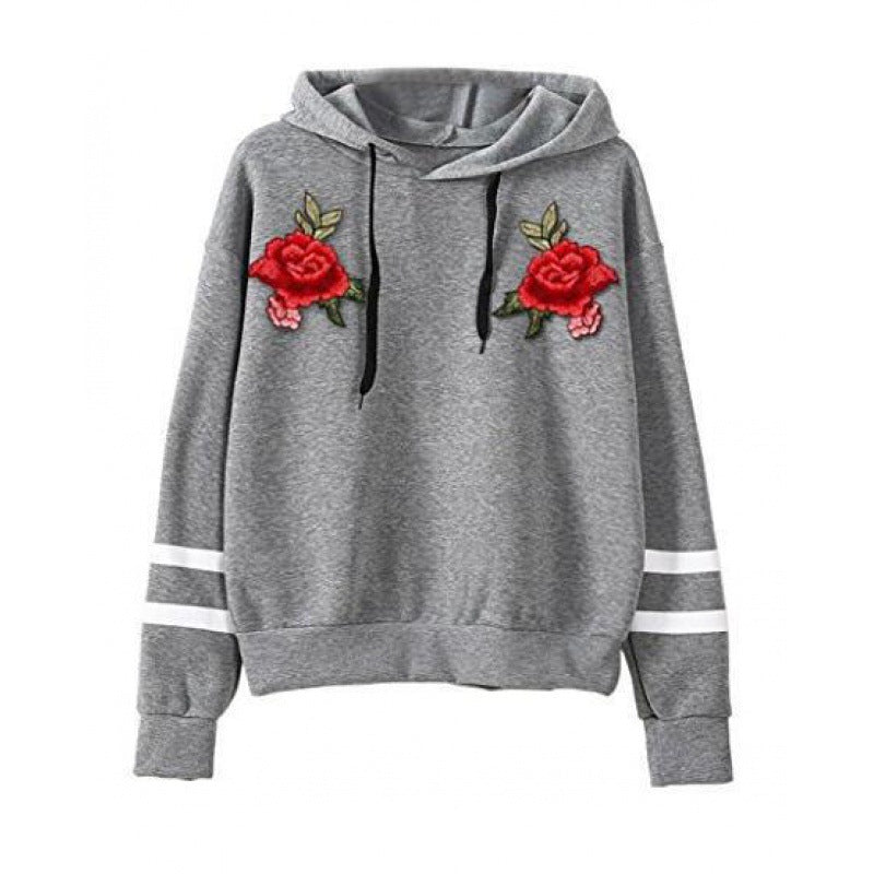 Damen Sweatshirt Rosenstickerei Eveloria